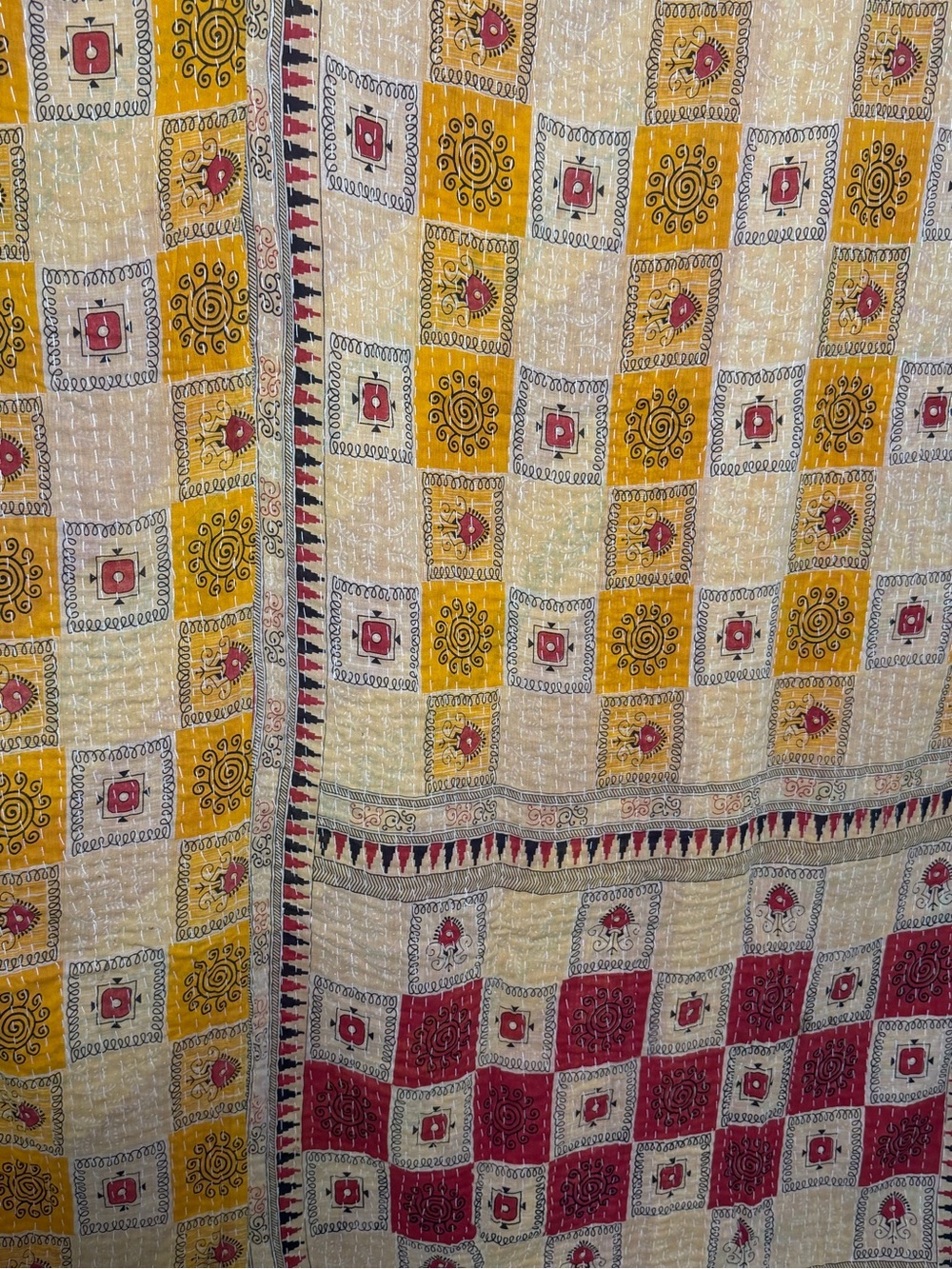 Handmade Vintage Kantha Quilt Indian Sari Twin Blanket Throw 52x80 - Picture 11 of 13